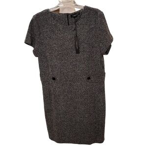 Tahari Black Boucle Tweed Short Sleeve Sheath Dress Size XL. NWT